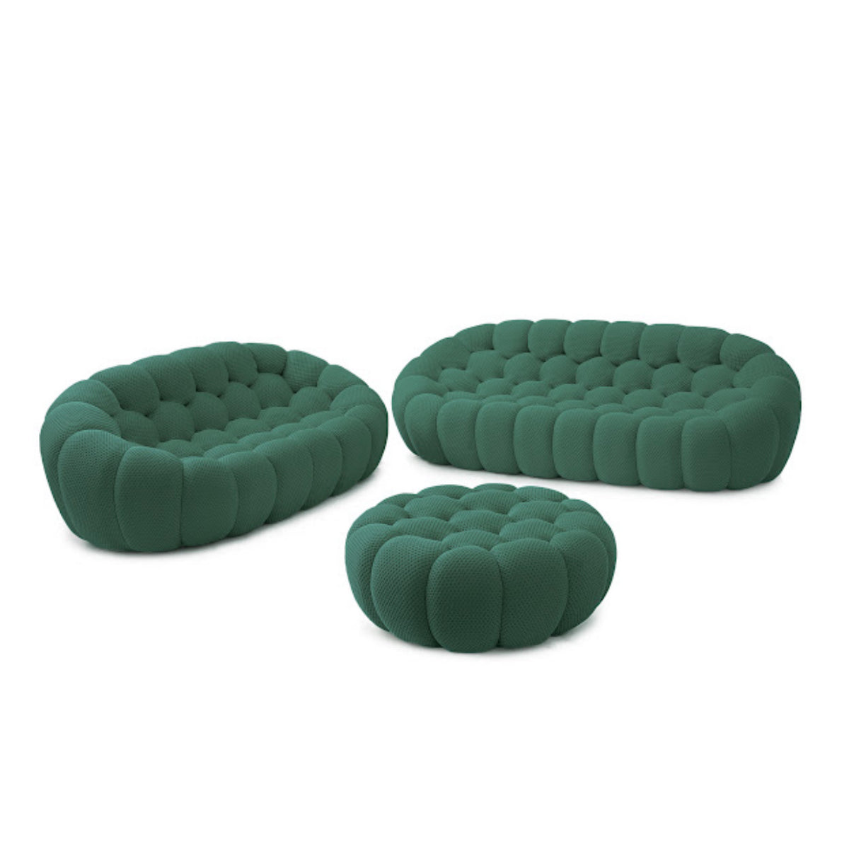 Salon complet compact, Trio, Canapé 2 places+Canapé 3 places+Pouf