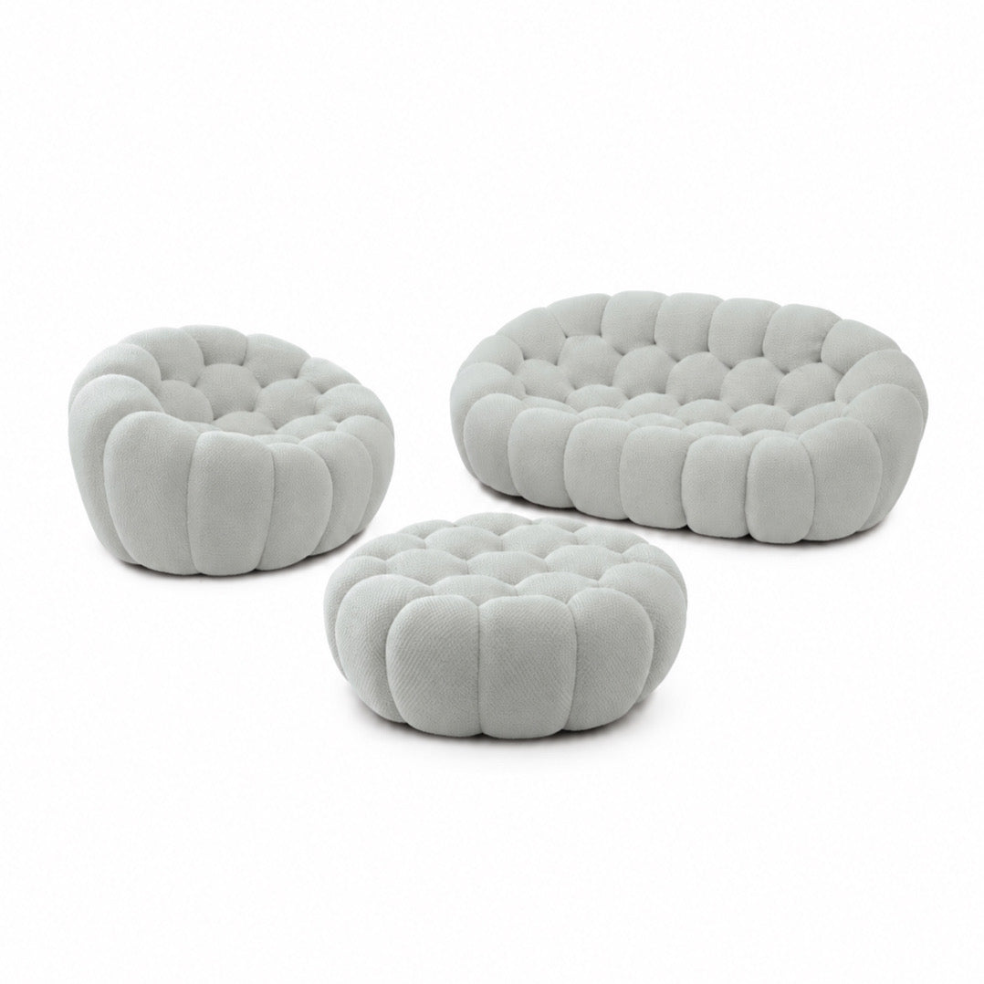 Salon détente, Trio, Canapé 2 places+Fauteuil+Pouf