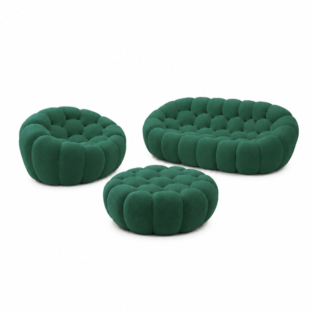 Salon détente, Trio, Canapé 2 places+Fauteuil+Pouf