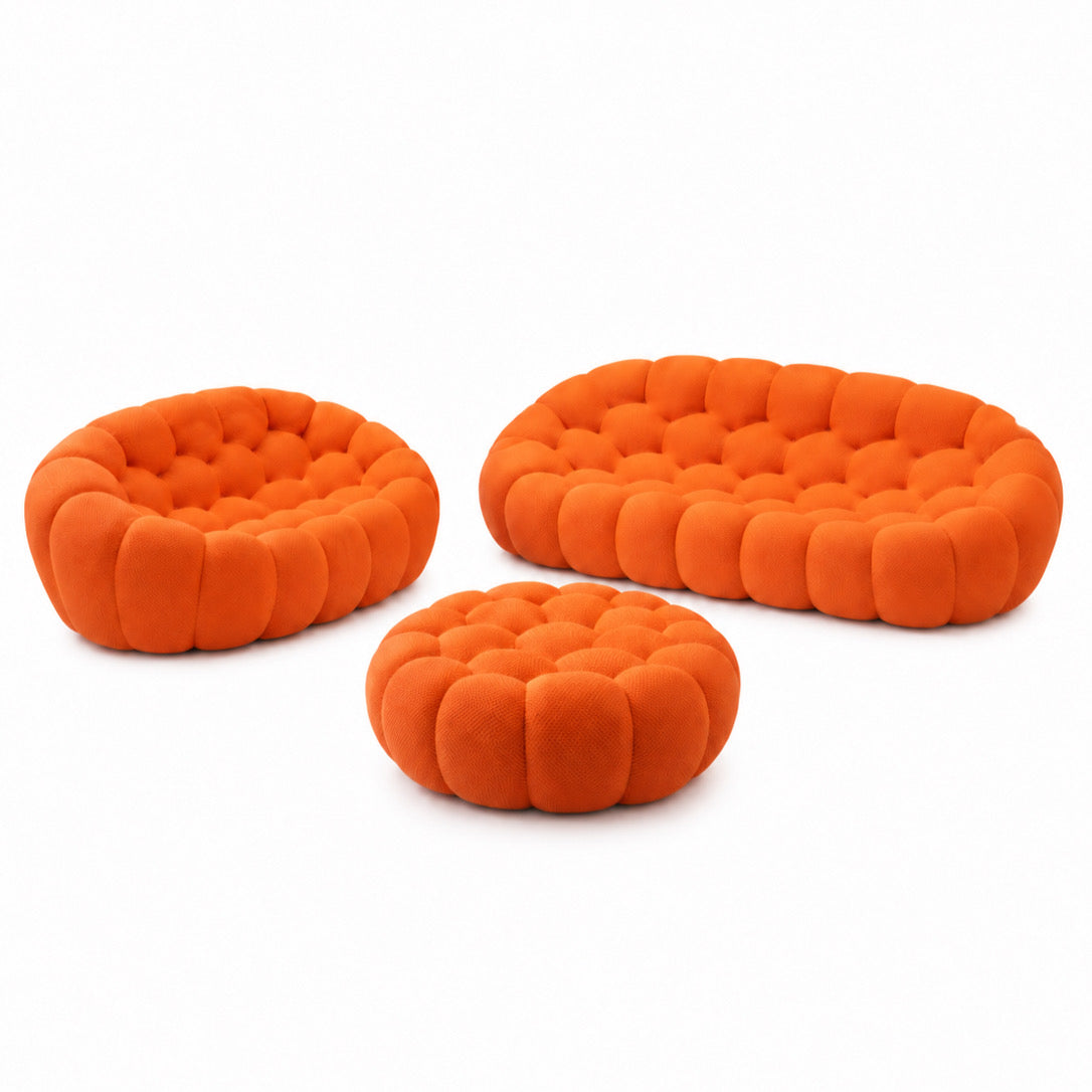 Salon complet compact, Trio, Canapé 2 places+Canapé 3 places+Pouf